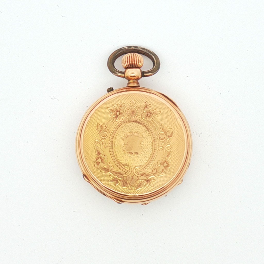 18kt Yellow Gold Pocket Watch Manual Winding White 32.5mm - 