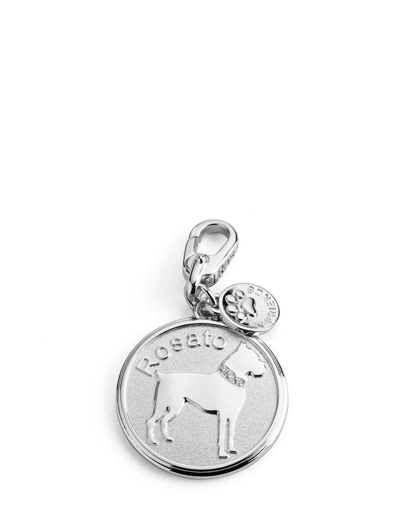 Boxer dog medal charm in polished 925 silver - ROSATO