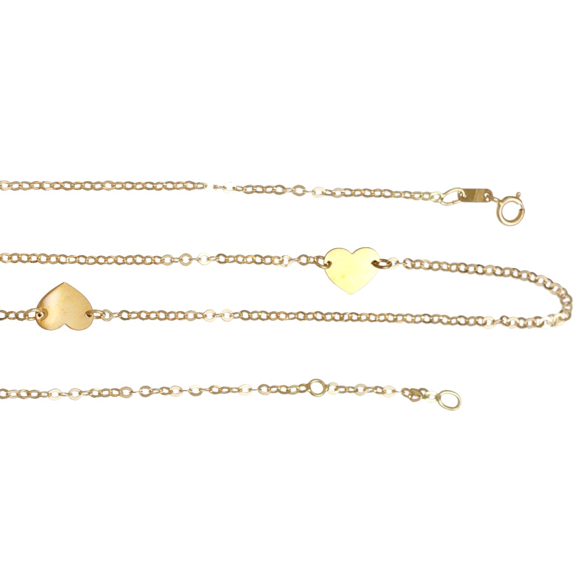  lace with plate hearts (8x5mm) with 2mm wide diamond-cut cable chain, 110cm long - LUSSO ITALIANO