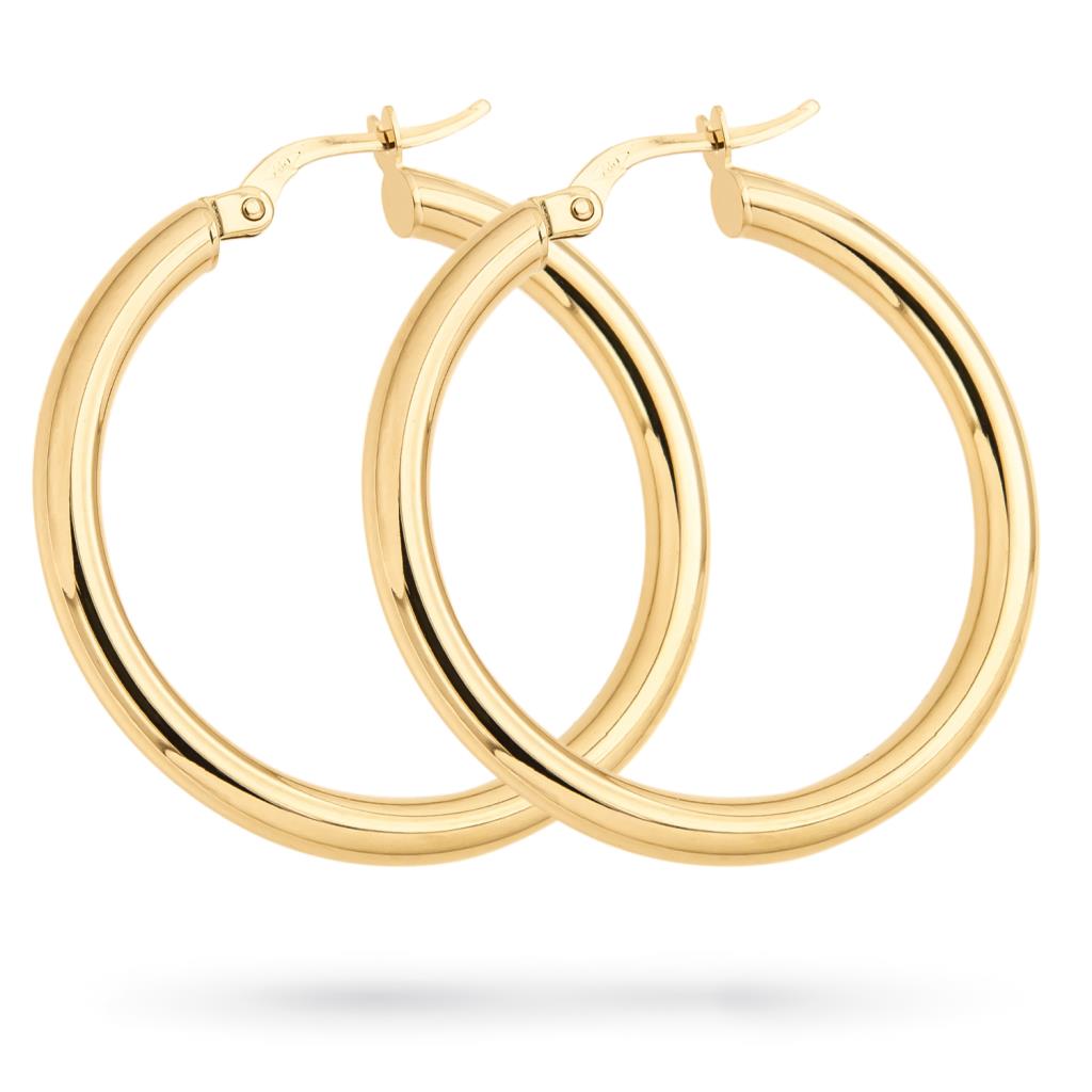 Yellow gold circles earrings Ø30mm - UNBRANDED