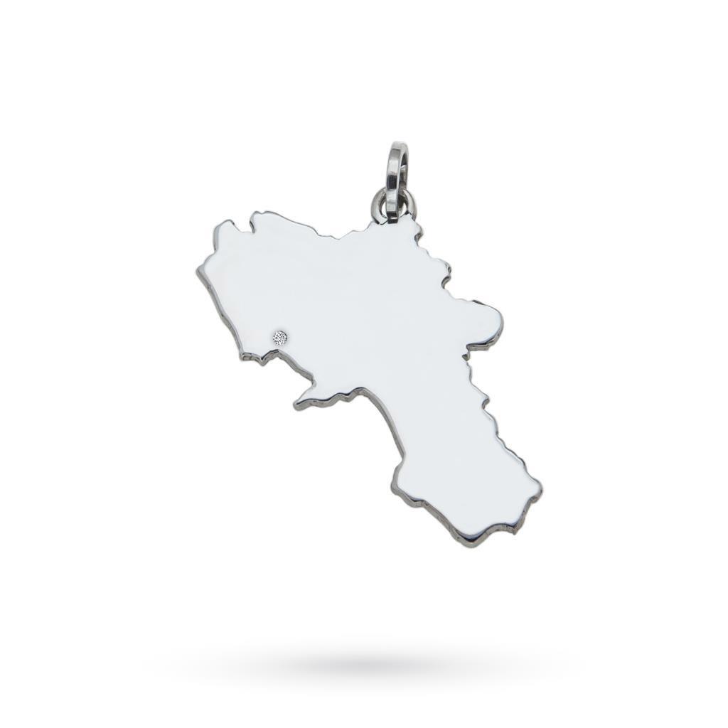 Ciondolo regione Campania in argento 925 con brillantino - CICALA