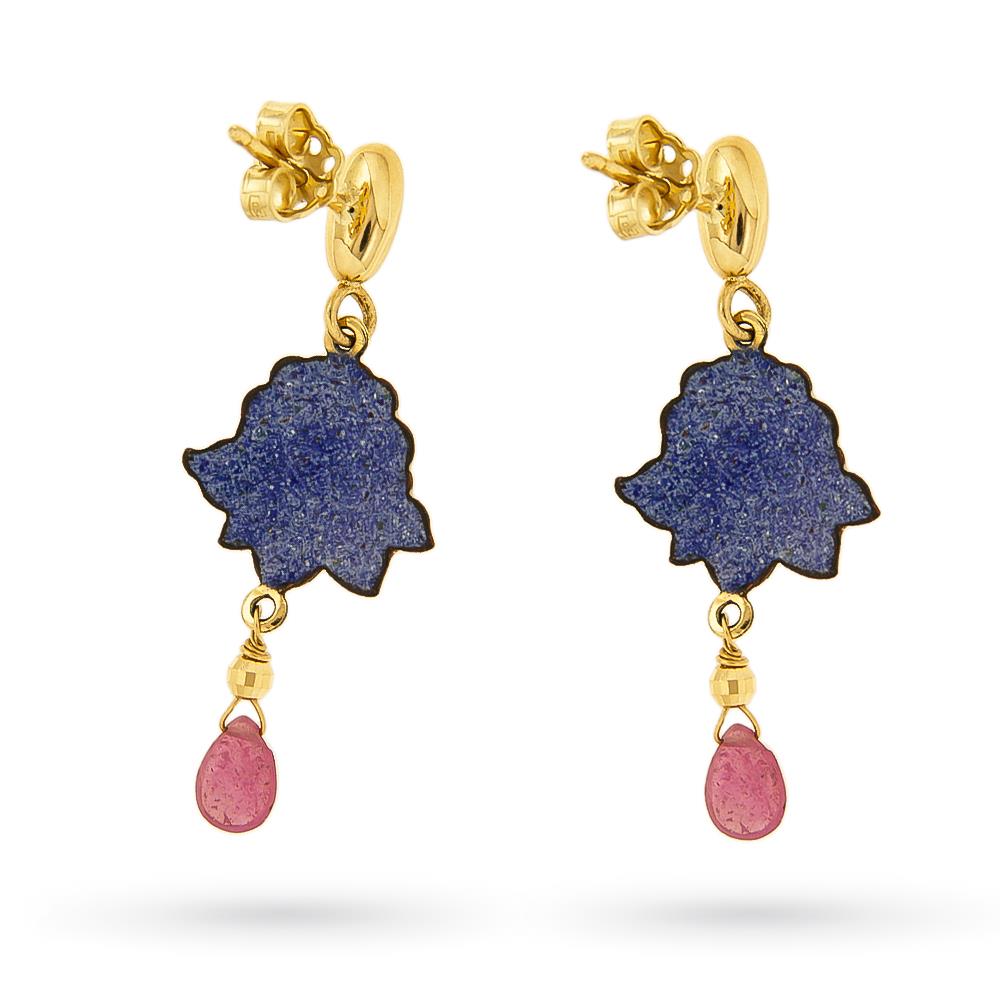  Orecchini Gabriella Rivalta rose pendenti oro quarzo - GABRIELLA RIVALTA