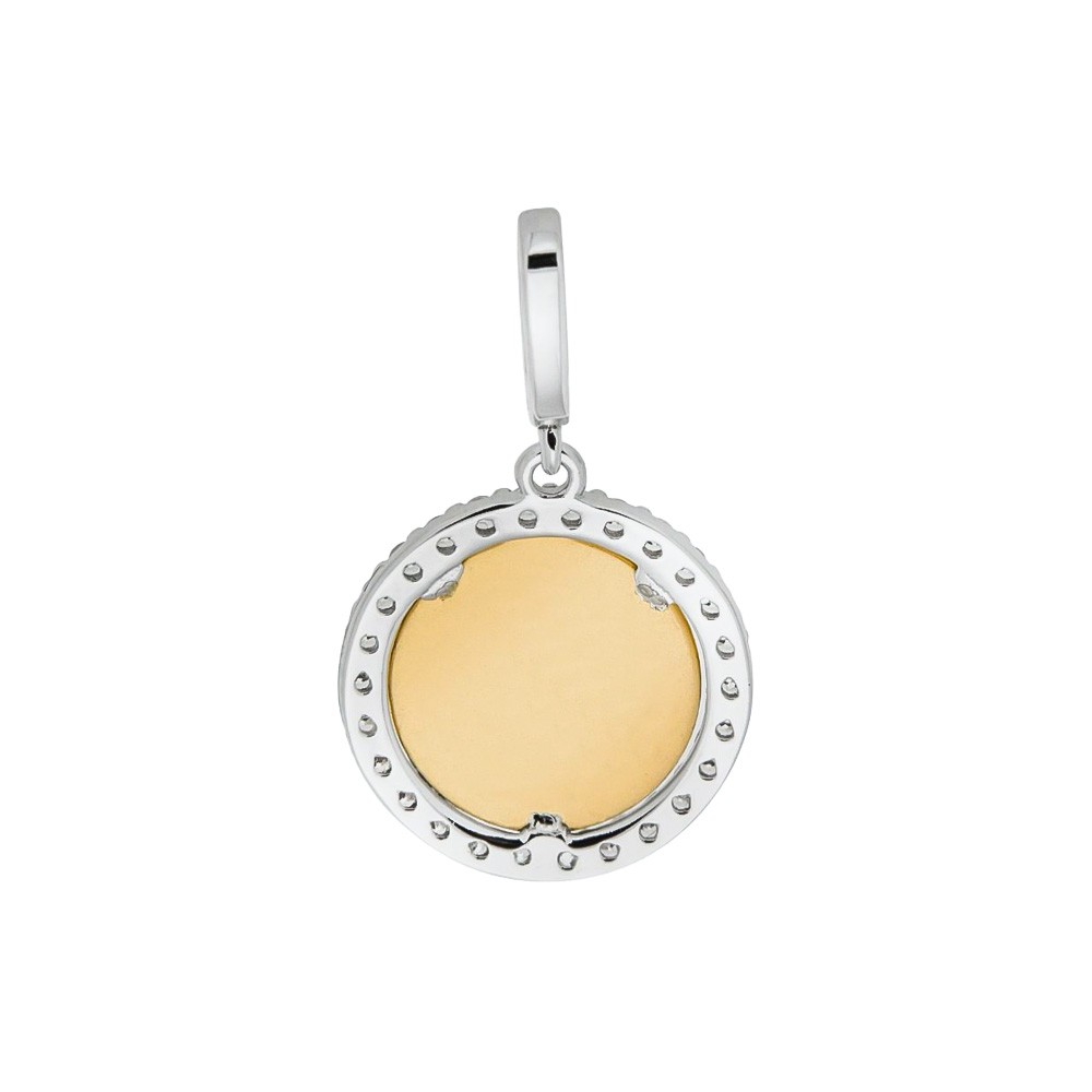 Retro del ciondolo in oro giallo e bianco