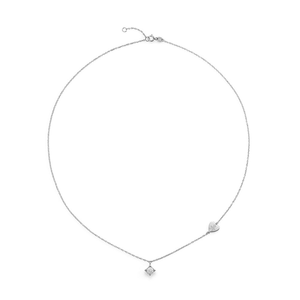  COLLANA ORO BIANCO 18KT CON DIAMANTE 0,20CT E TARGHETTA INCISA BIMBO - LE BEBE