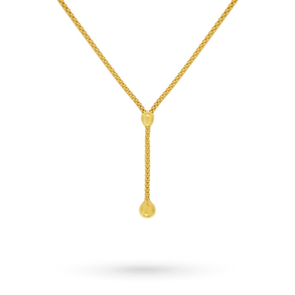 Thin yellow gold Fope necklace with shiny spheres - FOPE