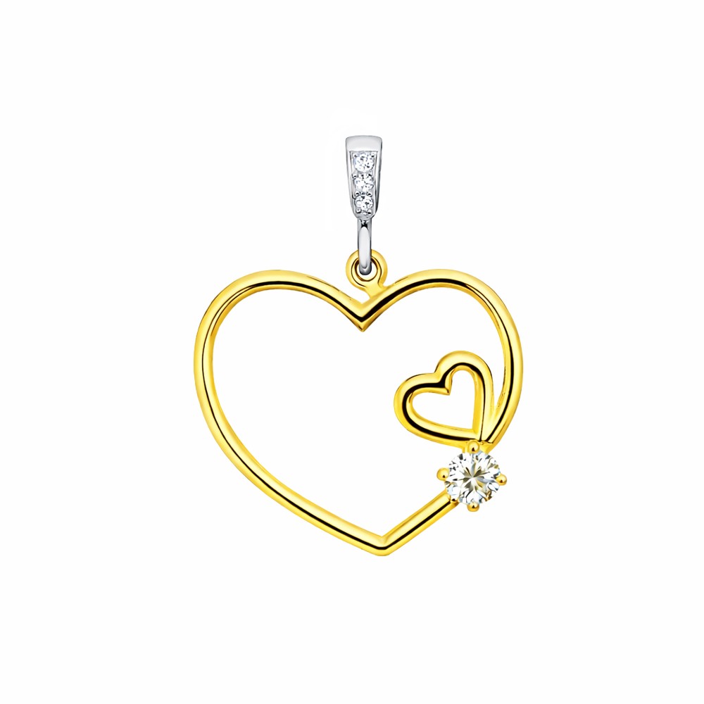Ciondolo cuore oro giallo punto luce zircone 20x15 mm - LUSSO ITALIANO