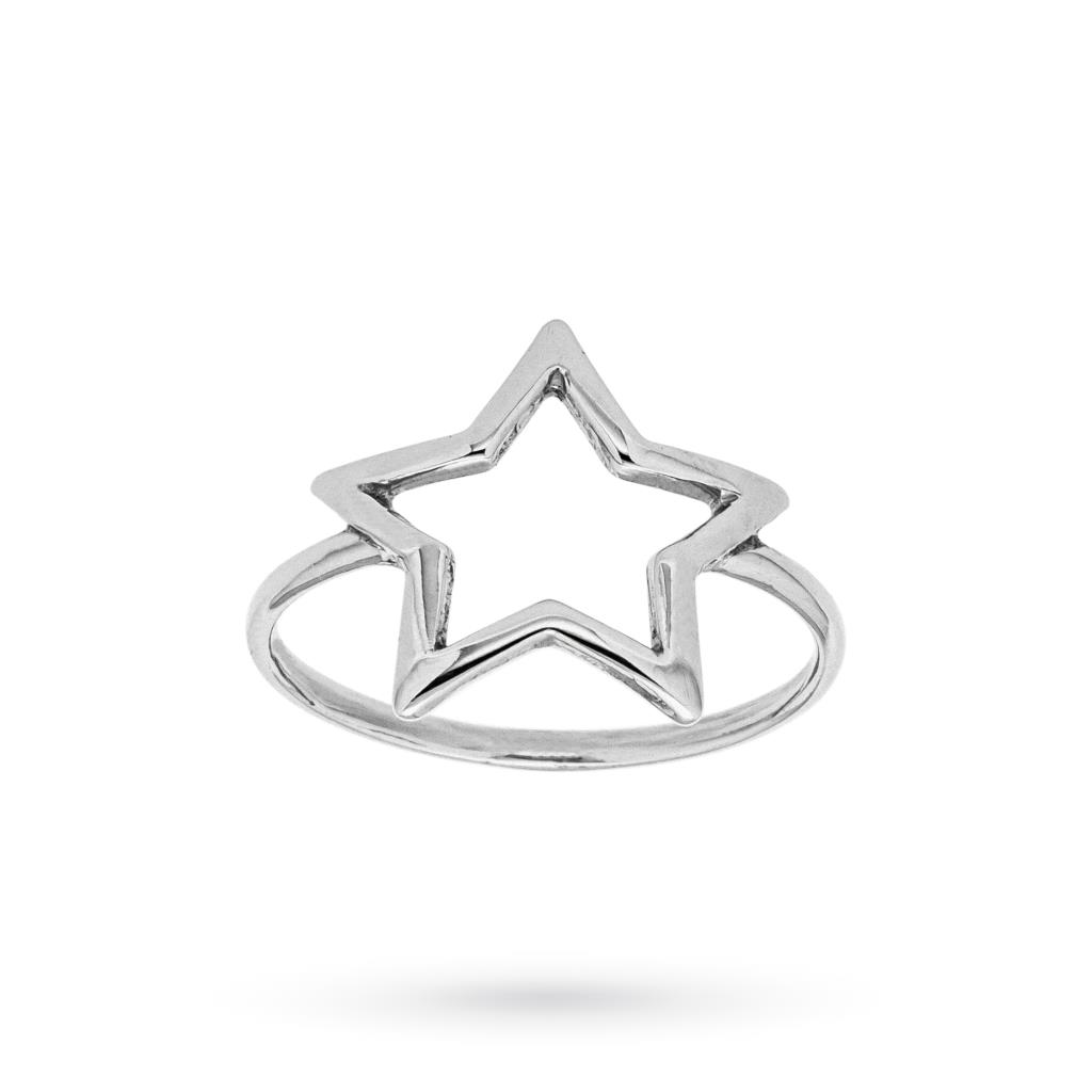 Large star ring with polished 18kt white gold wire - LUSSO ITALIANO