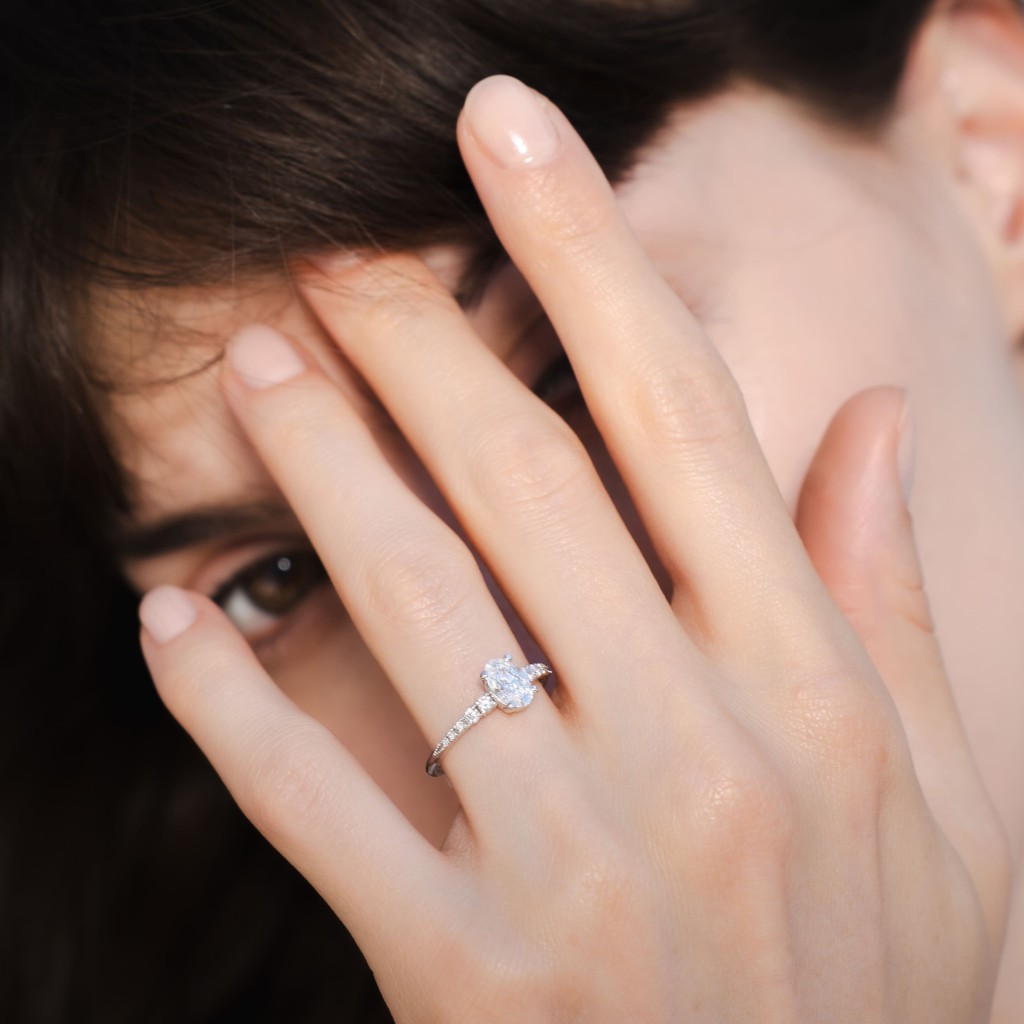  0.7 Carat Lab-Grown Oval Diamond Solitaire Ring - size 14 - AMA