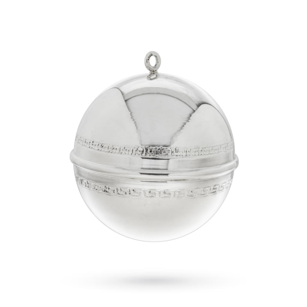 Christmas bulb in 925 sterling silver with greek decor diameter 6cm - ITALO GORI