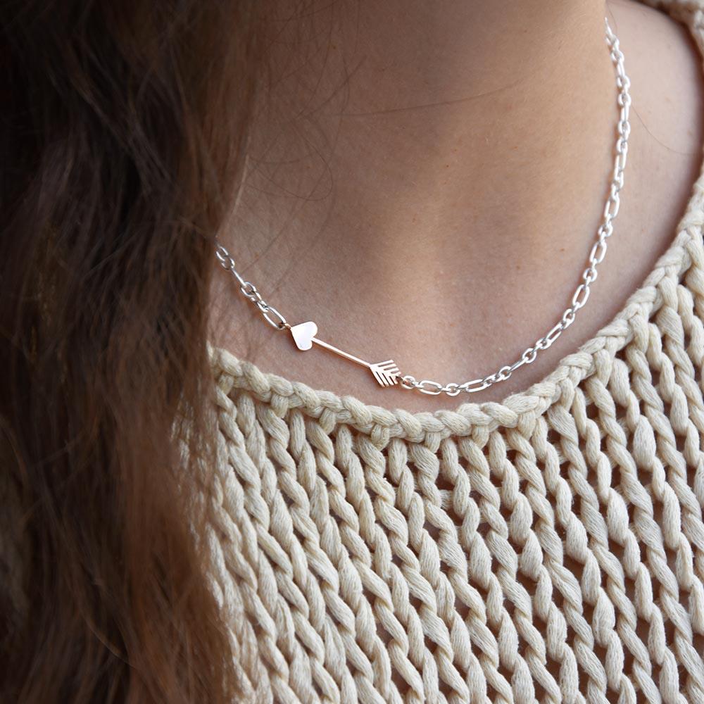  Dodo Mariani FG1KR rose gold arrow silver necklace - DODO MARIANI