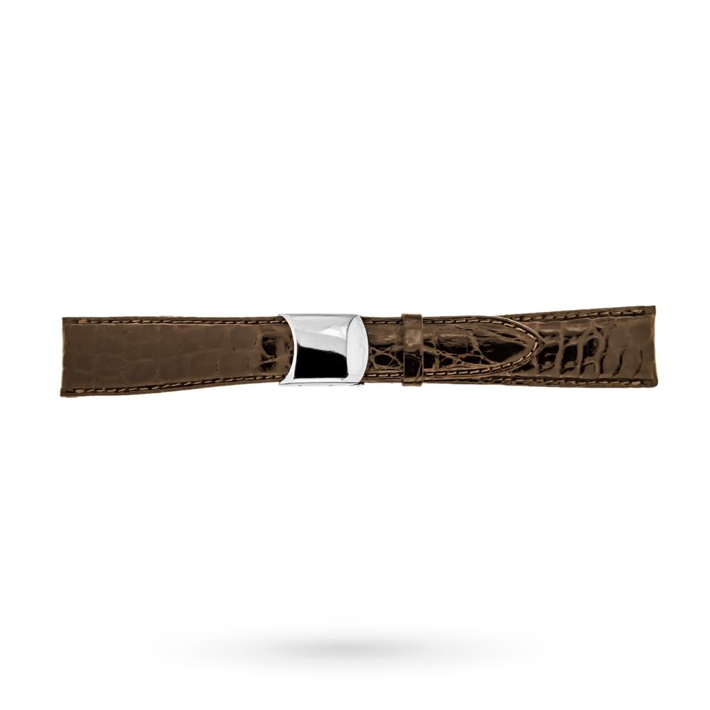 Cinturino coccodrillo marrone scuro 20-16mm fibbia deployante - BROS