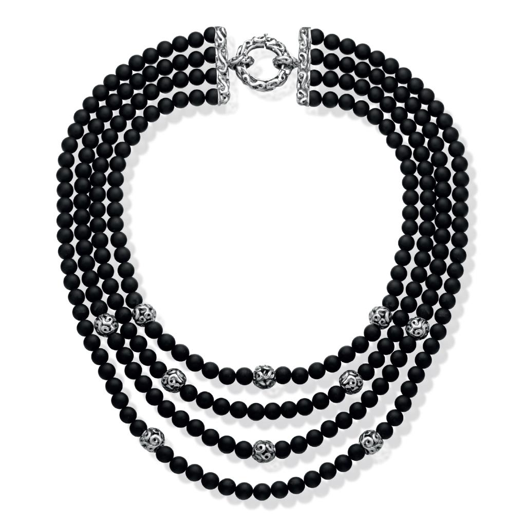 925 sterling silver necklace with black onyx - MARESCA OFFICINE ORAFE
