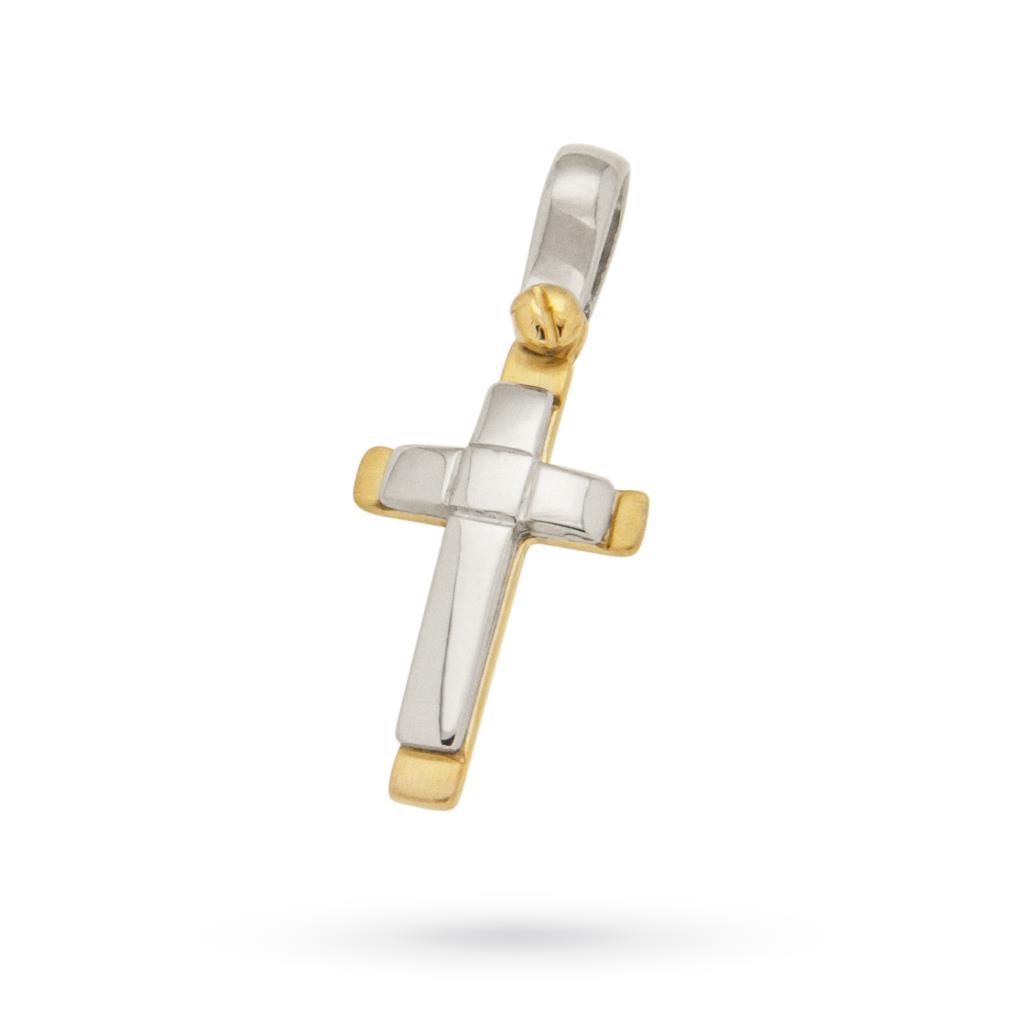 Ciondolo croce in oro bianco e giallo 18tk  - CICALA