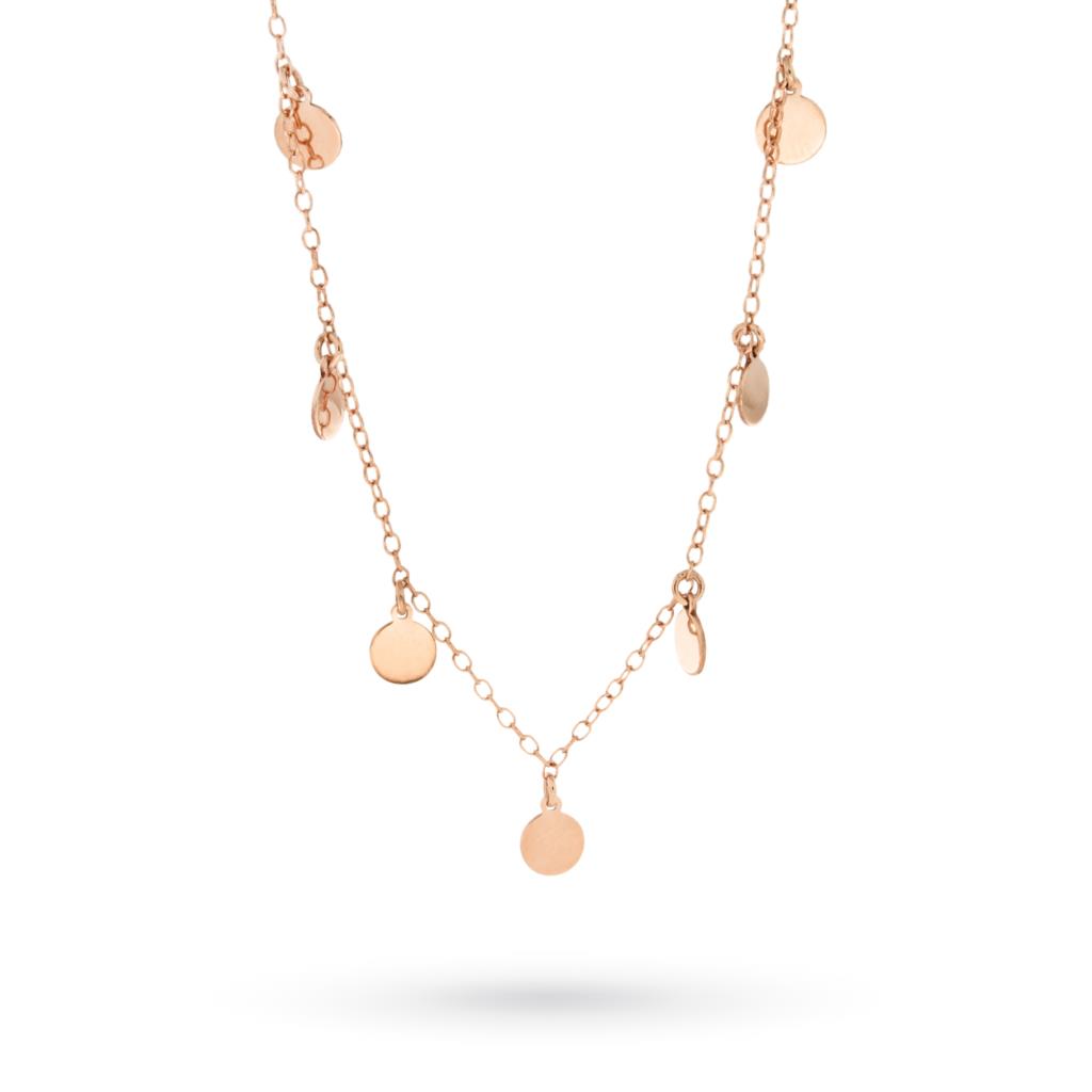 Necklace with 18kt rose gold medal pendants - LUSSO ITALIANO