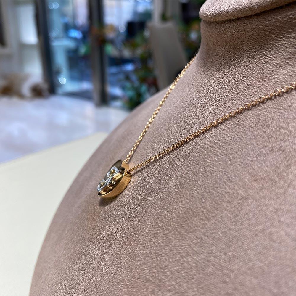  18kt rose gold necklace heart diamonds letter 0,16ct - ORO TREND