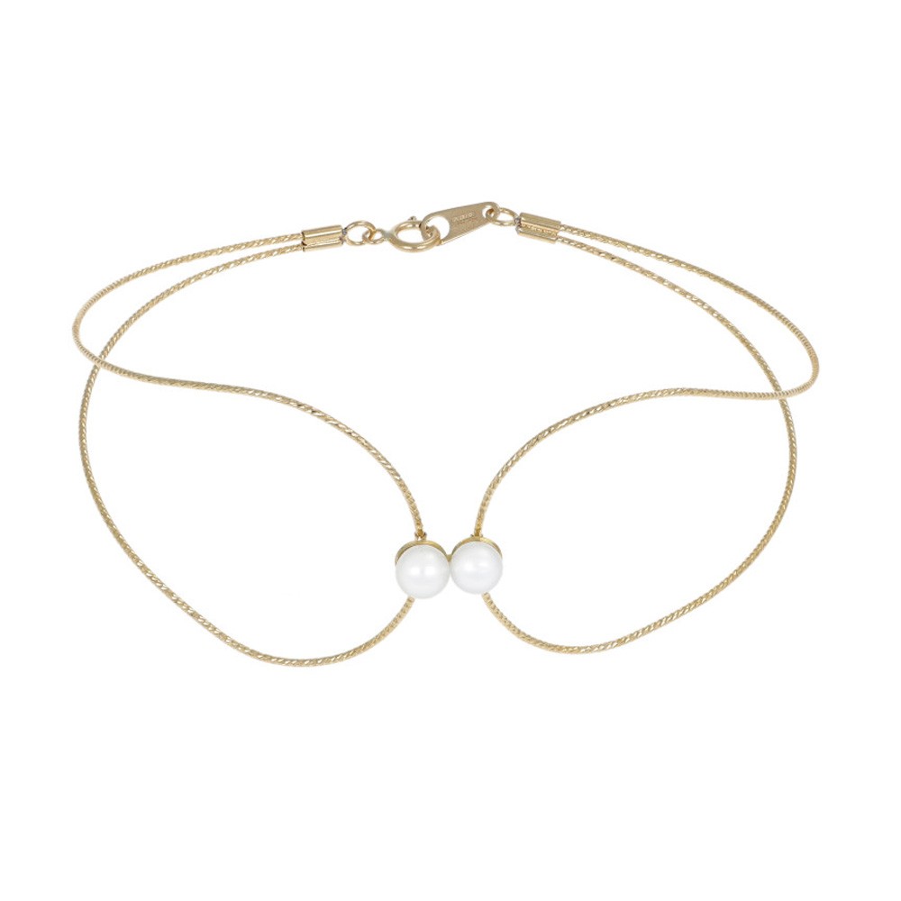 Bracciale Nebula filo d&#039;oro giallo sottile e perle MagicWire - MAGICWIRE