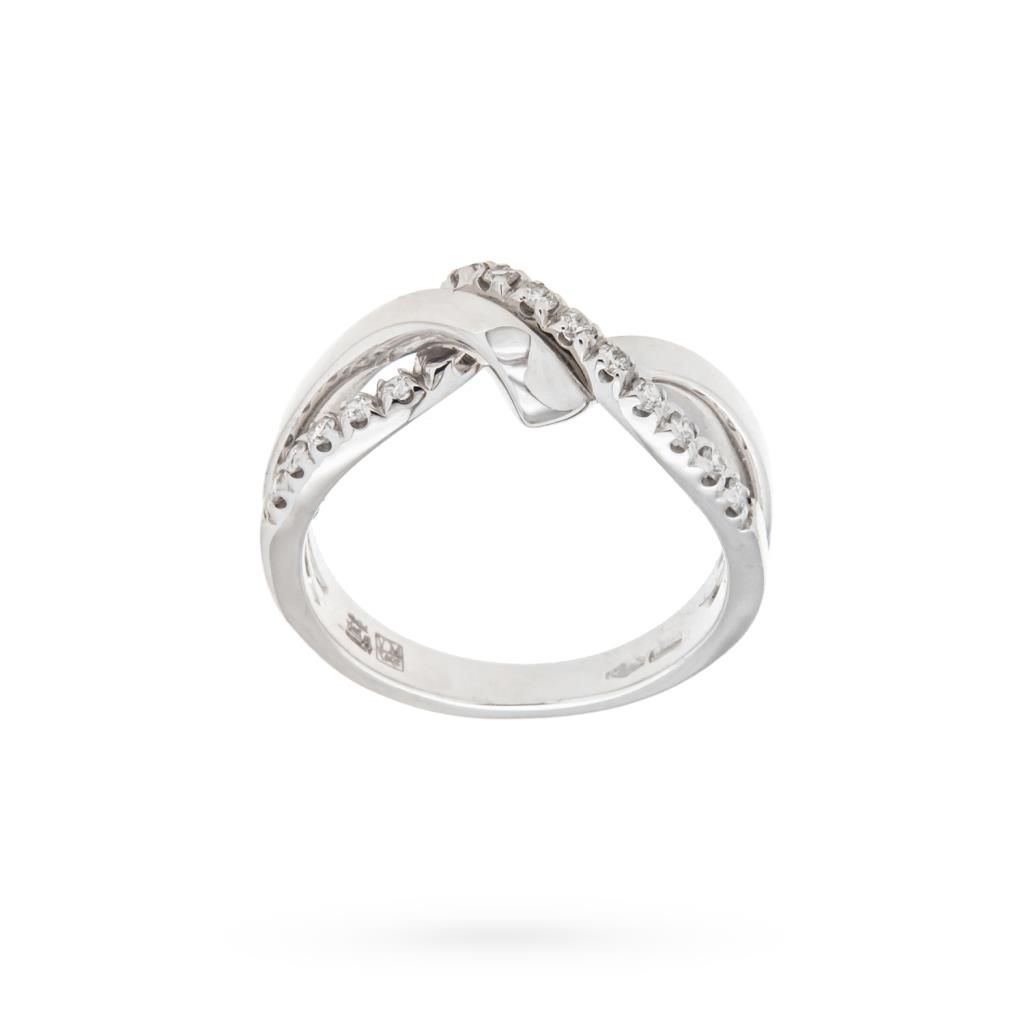 Anello fili oro bianco intrecciati diamanti 0,19ct Mirco Visconti - MIRCO VISCONTI