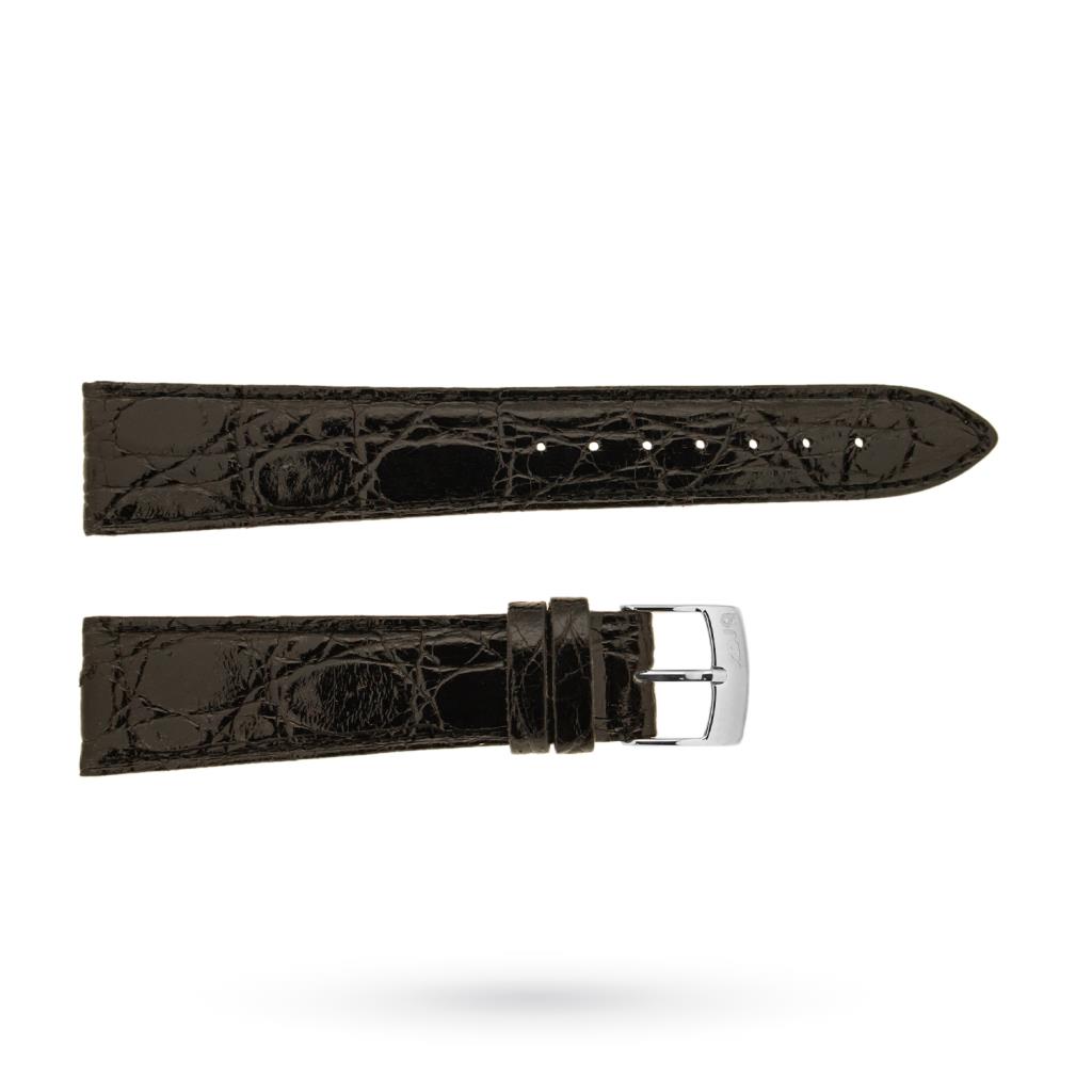 Glossy black crocodile strap 20-16mm steel buckle - BROS