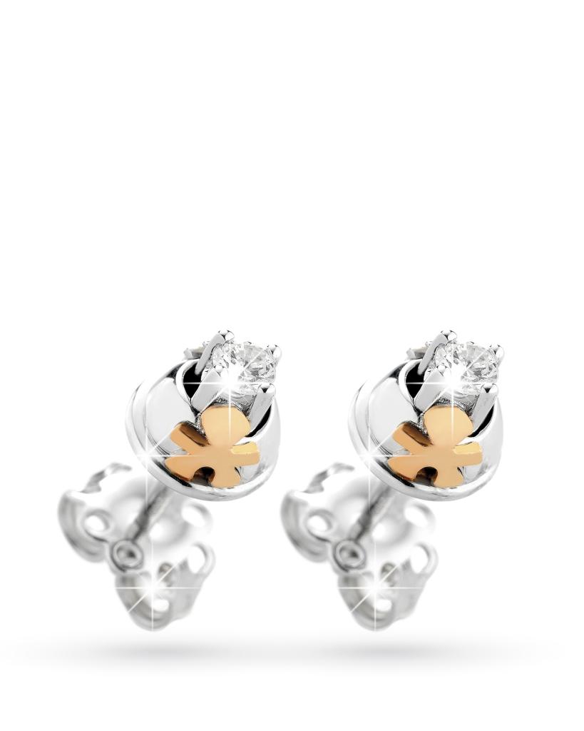 Orecchini leBebe LBB247 oro bianco e rosa bimbo e diamanti - LE BEBE