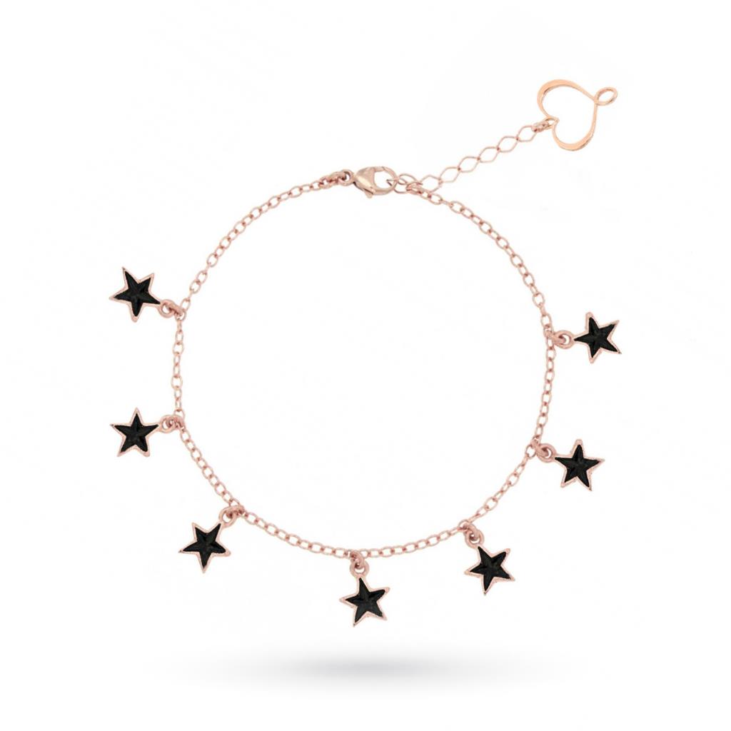 Bracelet with black enameled stars in rose gold plated 925 silver - MAMAN ET SOPHIE