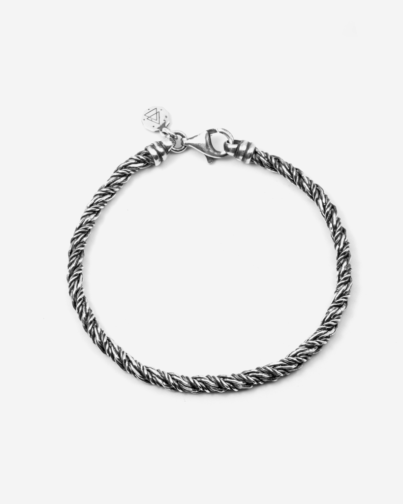 Nove25 large shiny burnished silver fox tail bracelet - NOVE25