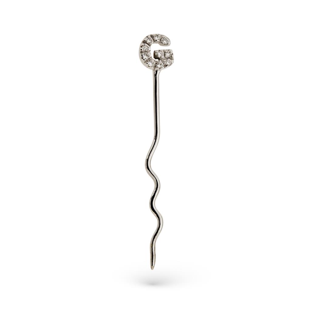 Brooch in white gold with letter with diamonds - CICALA