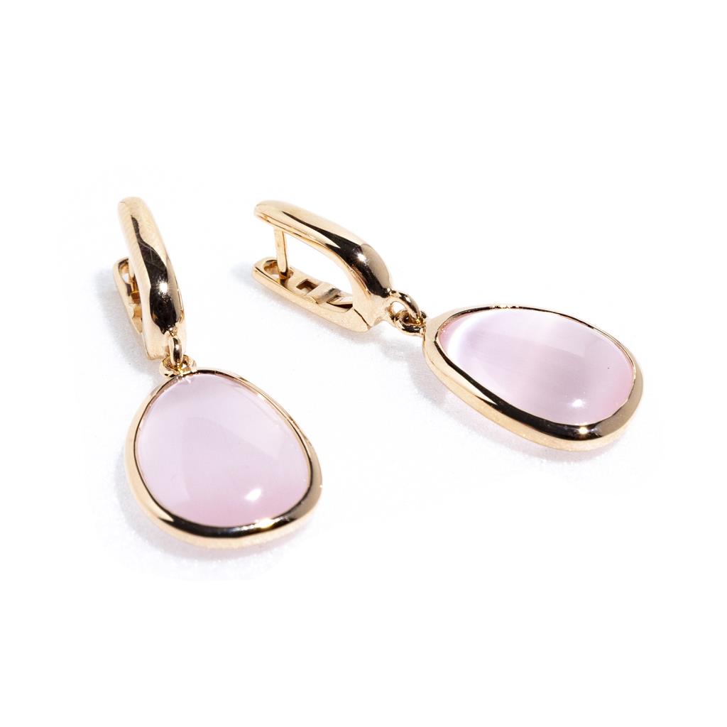 Orecchini Madì argento placcato oro quarzo rosa  - MADI'