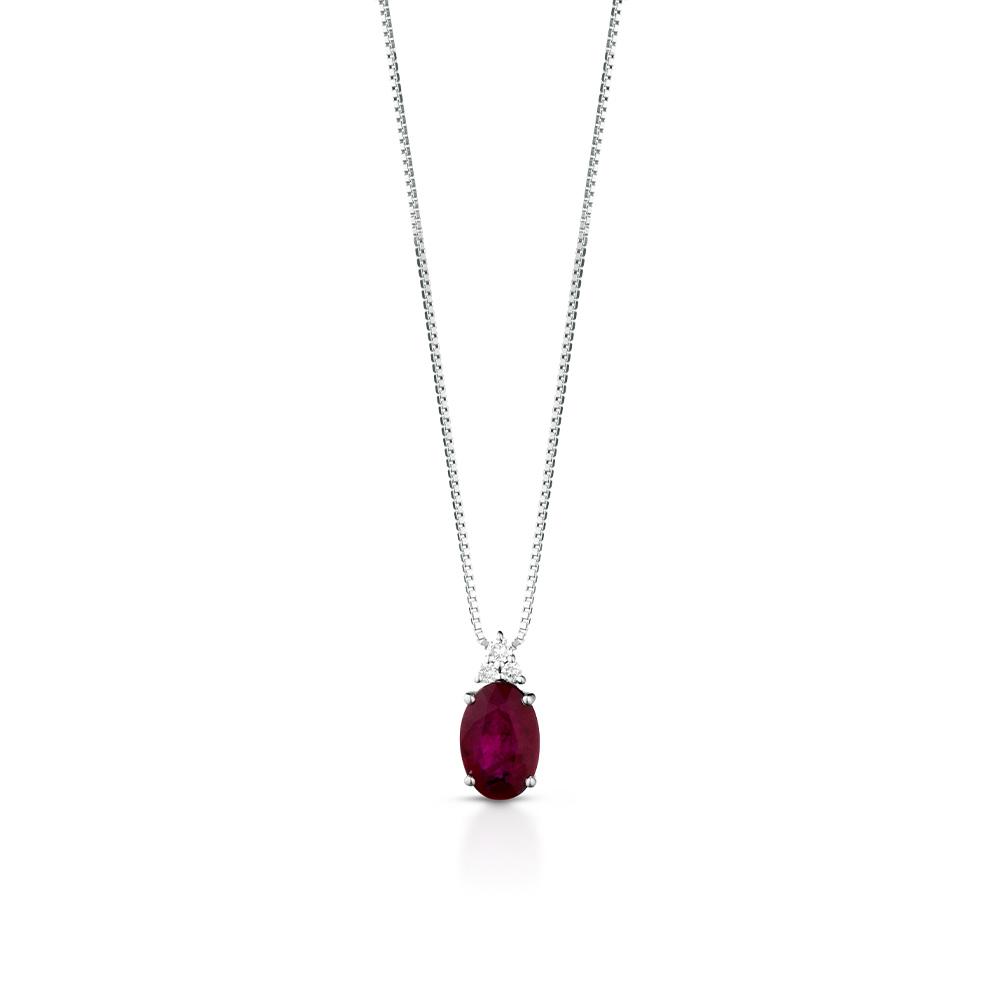 Girocollo in oro bianco con rubino 0,46ct e diamanti - LELUNE