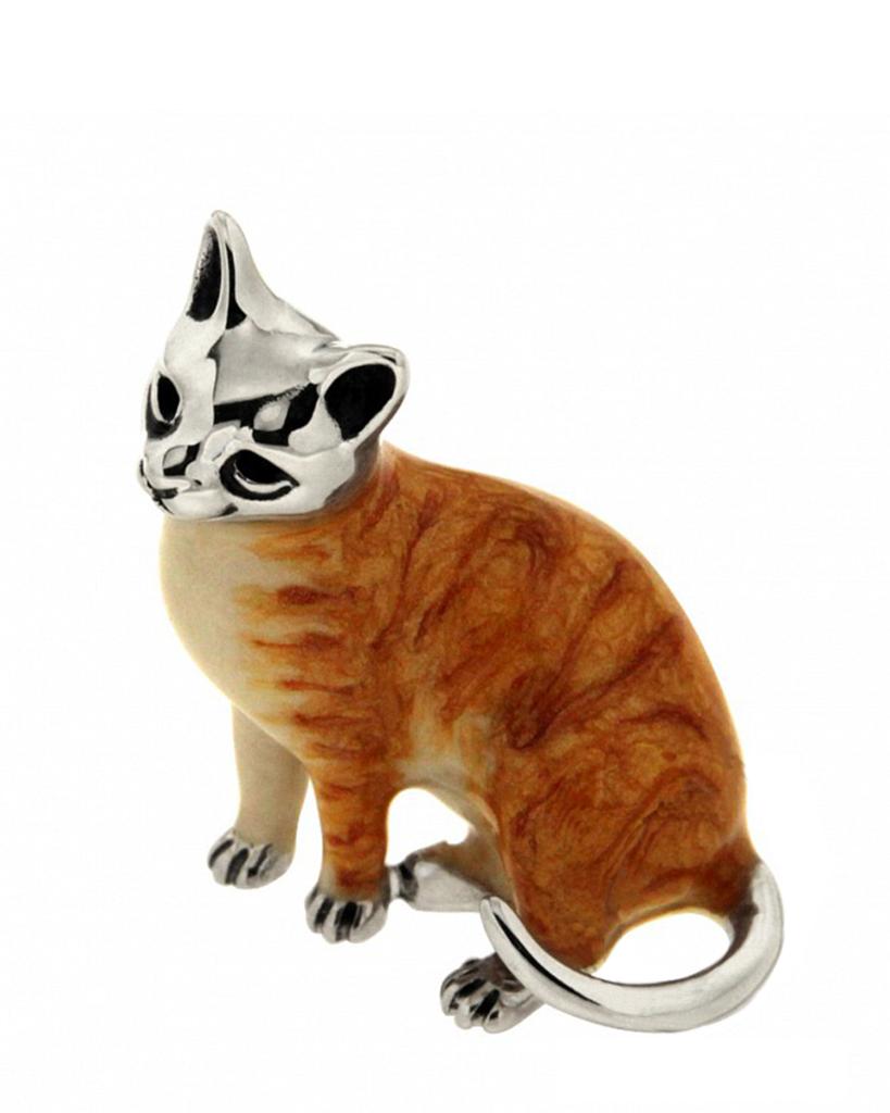 Gatto rosso soprammobile argento 925 smalto - SATURNO