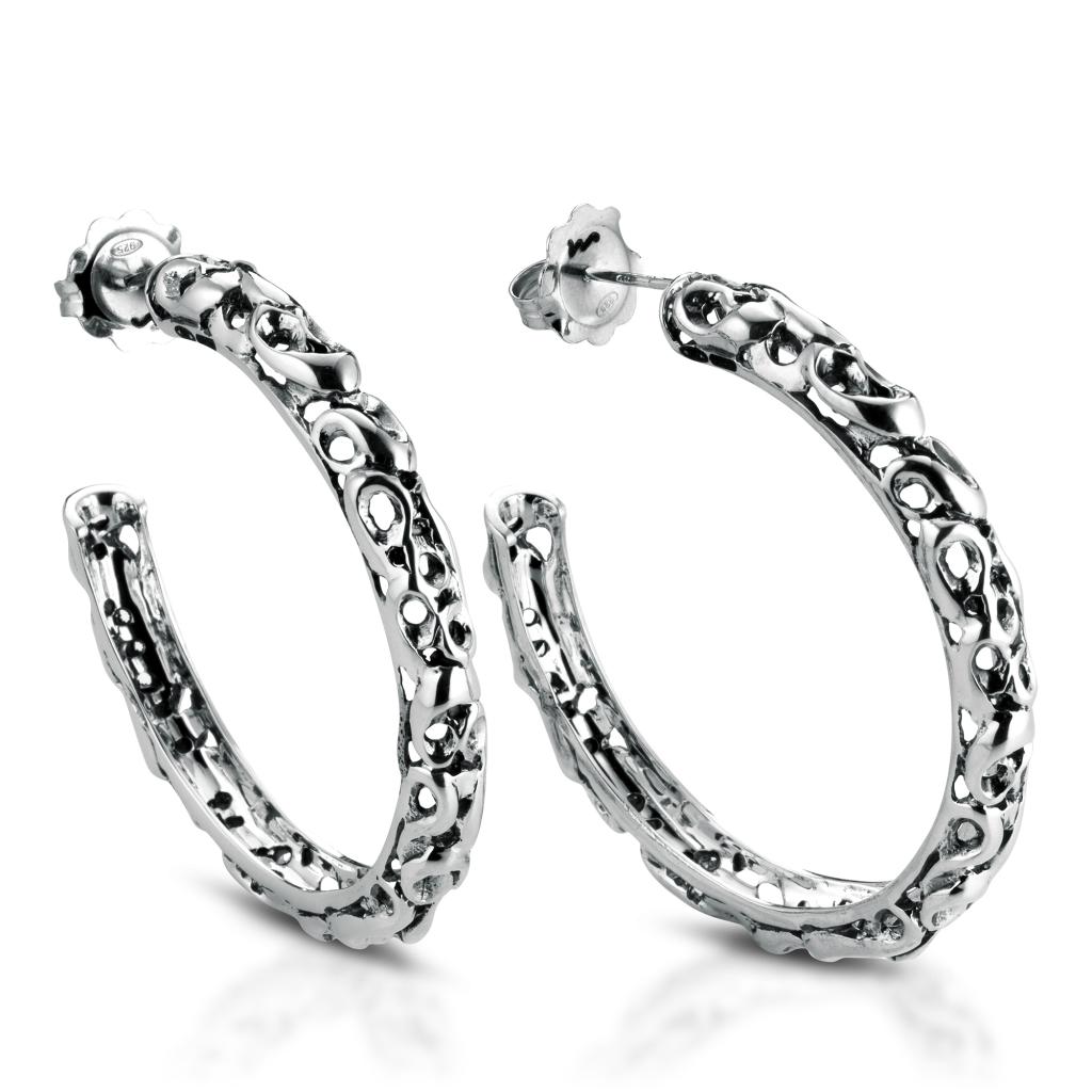 Hoop earrings in 925 silver diameter 5cm - MARESCA OFFICINE ORAFE