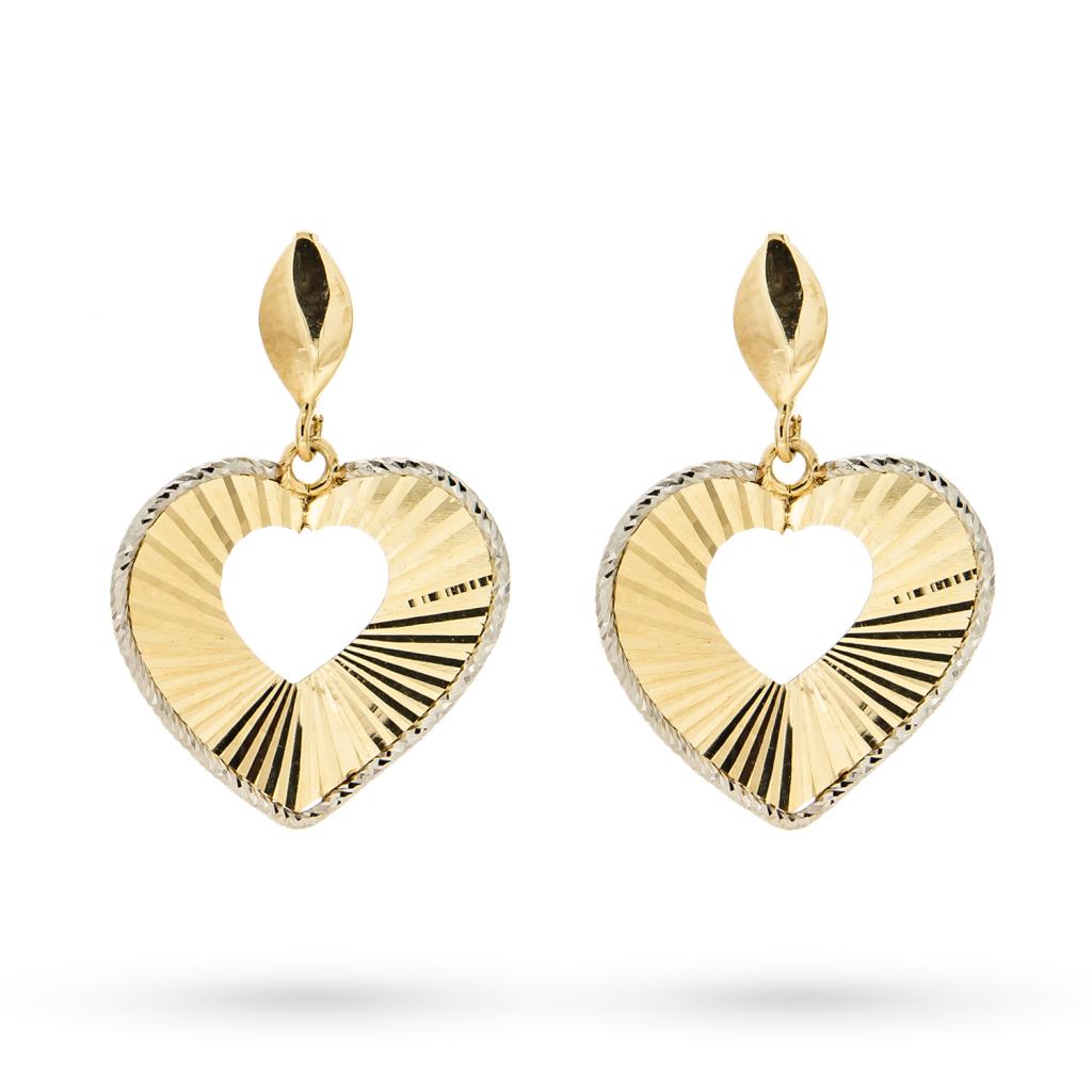 18kt yellow and white gold heart pendant earrings - LUSSO ITALIANO