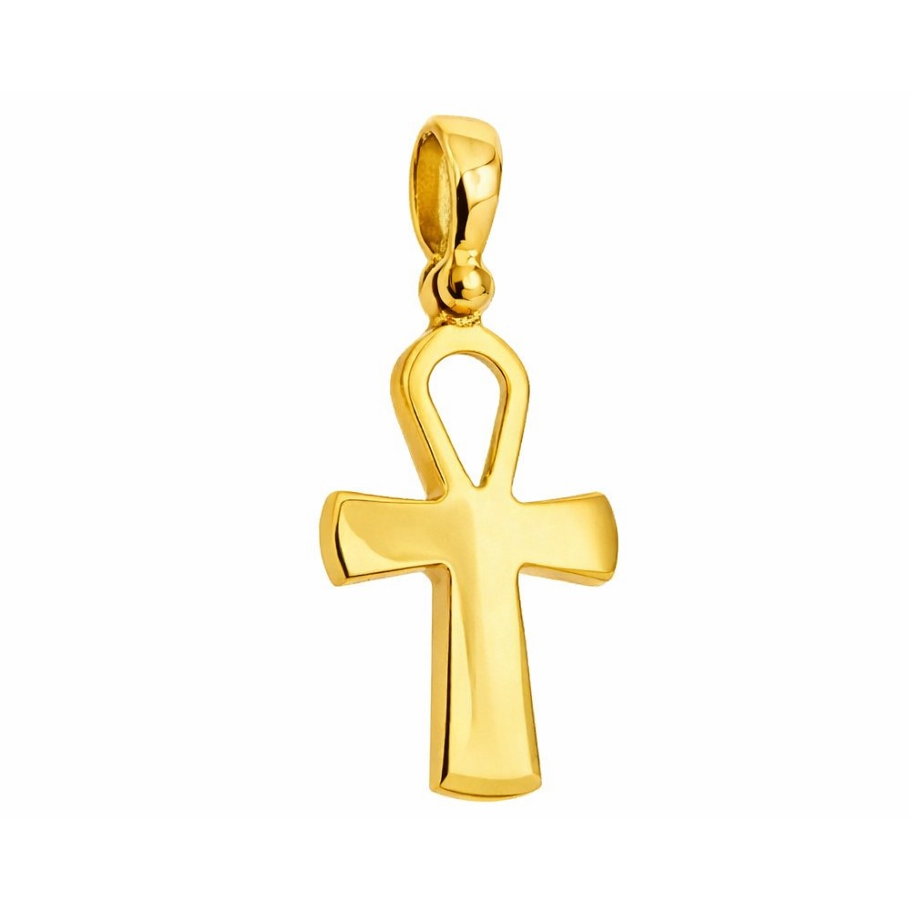 Ciondolo croce egizia in oro giallo 18kt