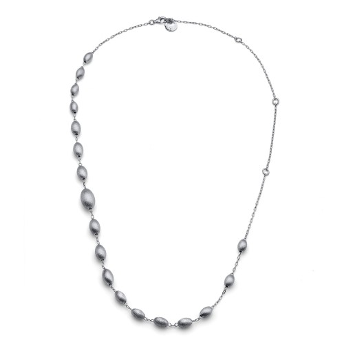  Silver necklace with thin chain and oval pearls - UNOAERRE