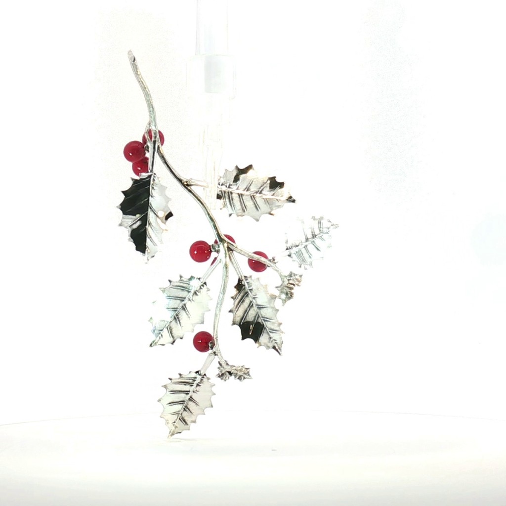  Agrifoglio Piccolo 6 Foglie Palline Smaltate Rosse - SATURNO