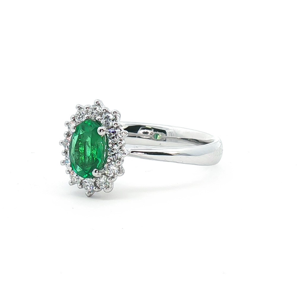  Emerald ring 0.76 ct with 12 brilliant-cut diamonds - MIRCO VISCONTI