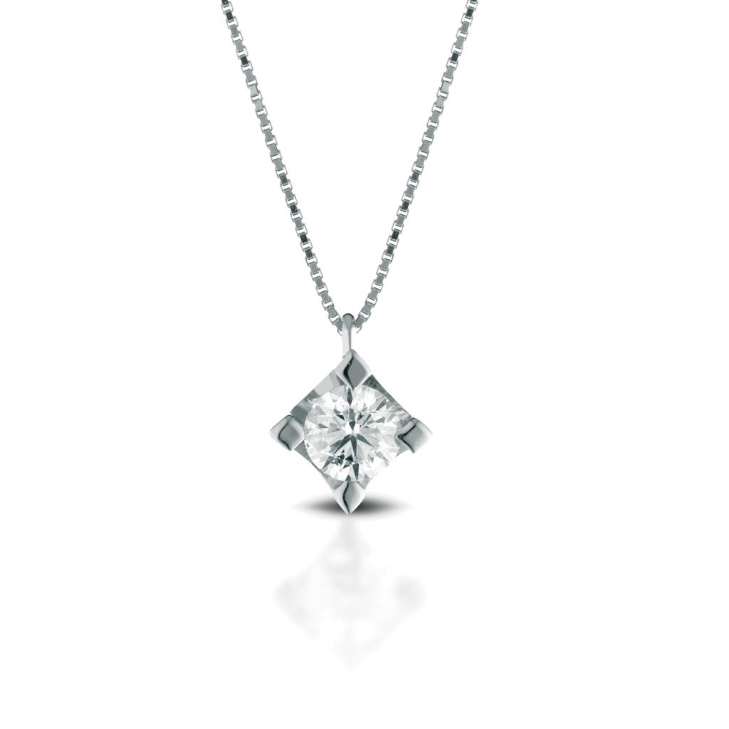 Solitaire necklace gold with diamond 0,06ct - LELUNE