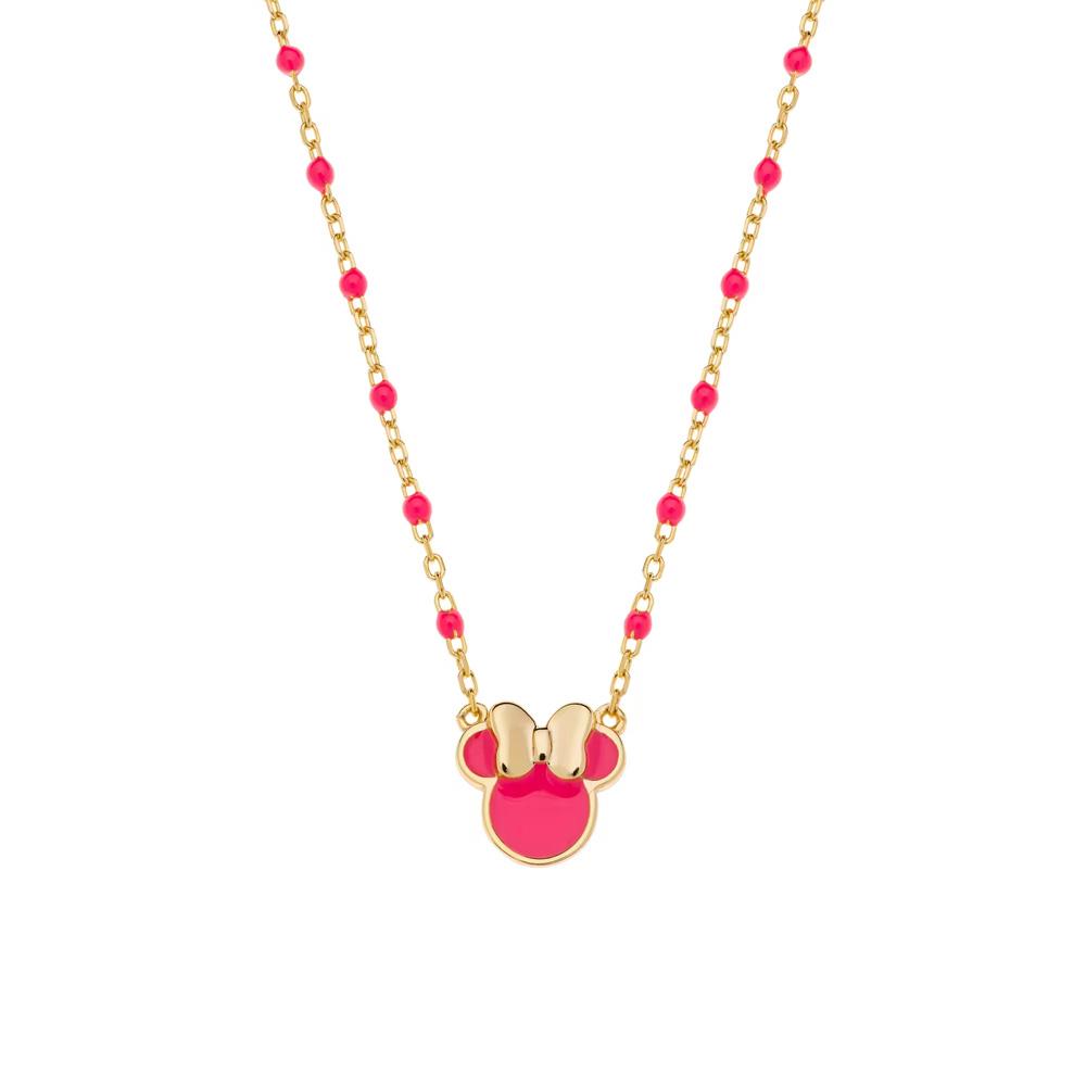 Disney pink enamelled silver gold Minnie necklace - DISNEY