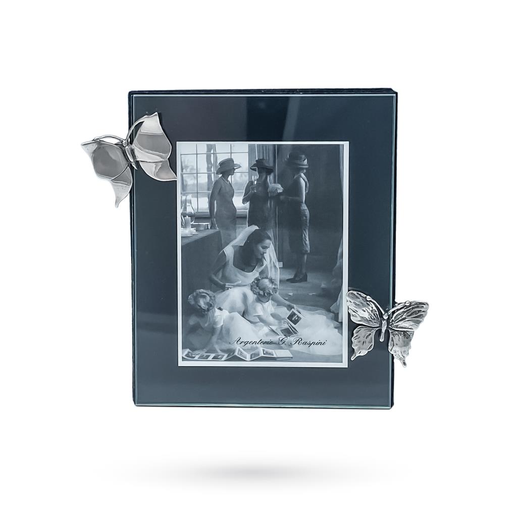 Cornice portafoto argento Giovanni Raspini farfalle 9x11cm - GIOVANNI RASPINI