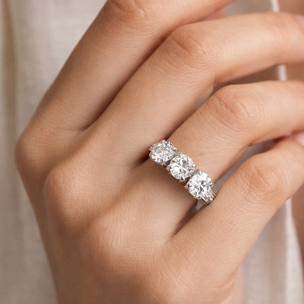 Anello trilogy oro bianco diamanti naturali 1,65ct - CICALA