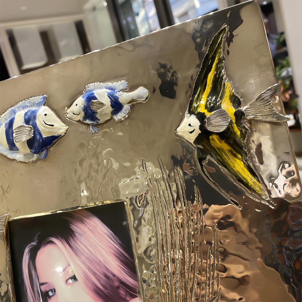  Cornice 9x13cm argento Acquario fondale pesci smaltati - ITALO GORI