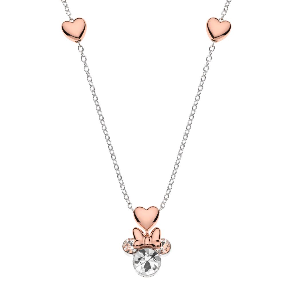 Disney Mickey and Minnie Children's Necklace 925 Silver Crystal - DISNEY