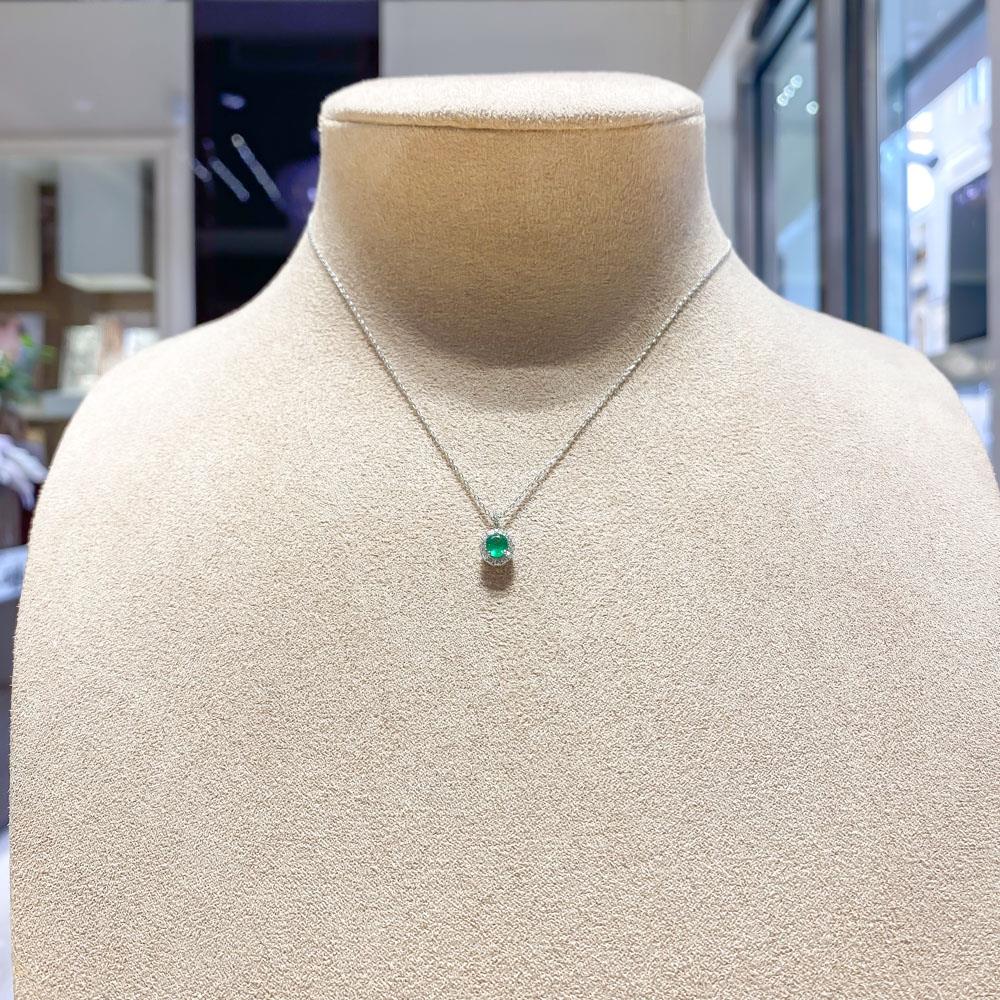 Girocollo oro bianco smeraldo ovale 0,26ct diamanti 0,11ct Mirco Visconti - MIRCO VISCONTI