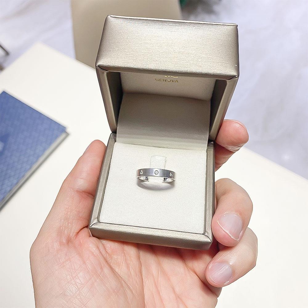  Fede nuziale Promessa d'Amore diamanti oro bianco 4mm Slim - CICALA