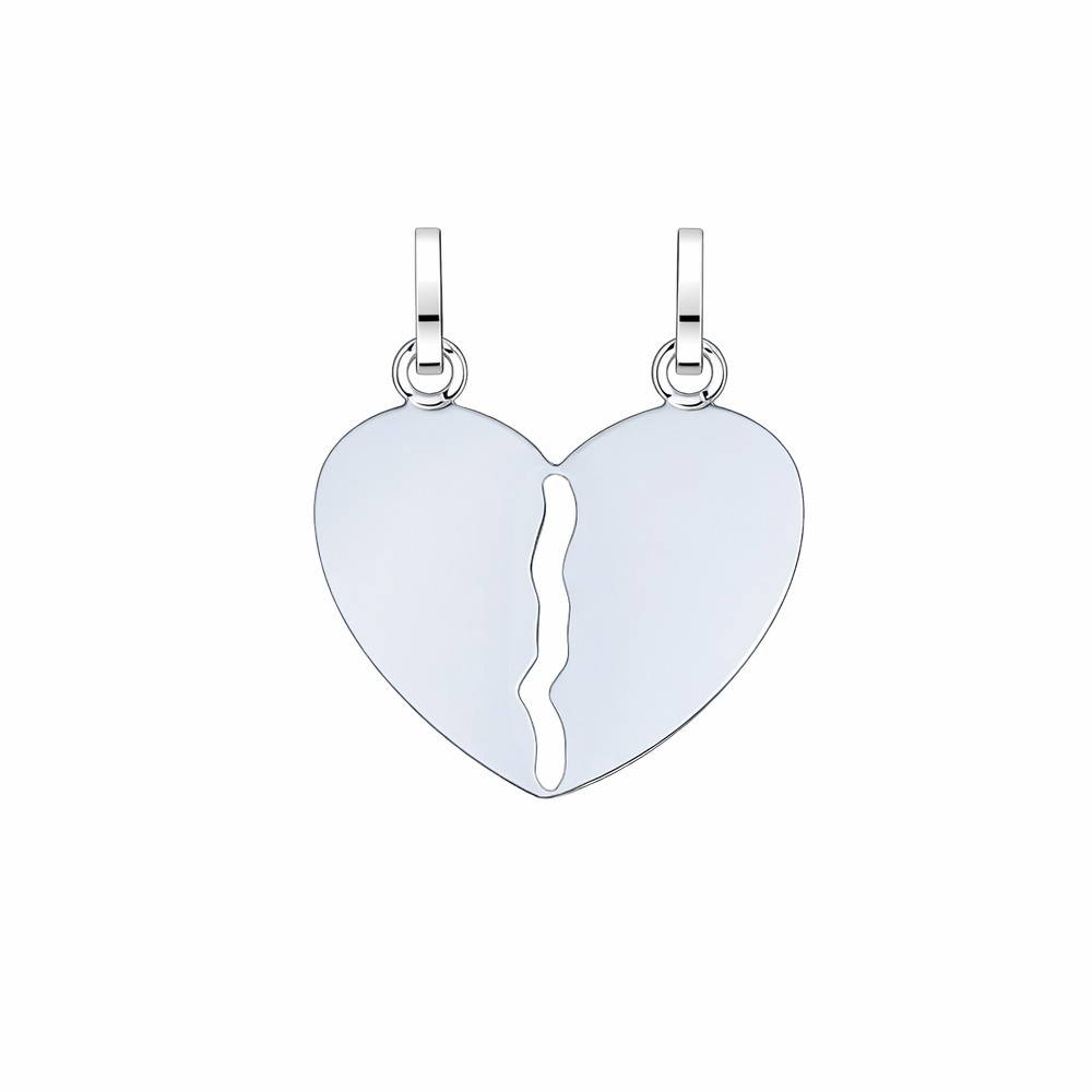 Ciondolo cuore che si spezza lastra oro bianco