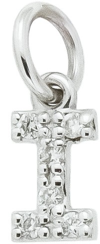 Ciondolo iniziale I stampatello h 5,30mm oro bianco diamanti - CICALA
