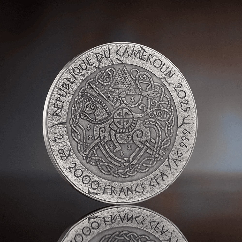  King Cnut the Great, The Way to Valhalla 2 Oz Argento 2025 Cameroon 2000 Francs - MINT XXI