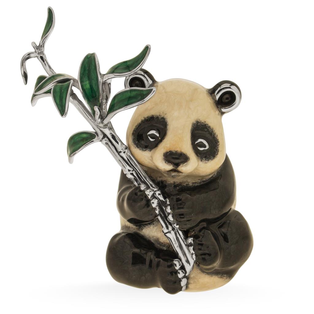 Panda grande soprammobile argento 925 smalto - SATURNO