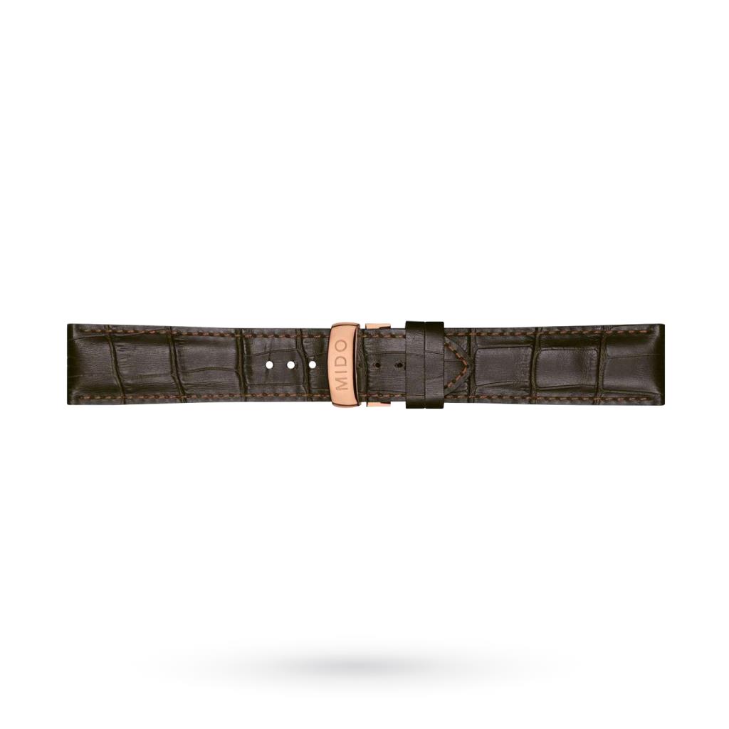 Cinturino Mido imitazione coccodrillo marrone 22mm fibbia PVD - MIDO