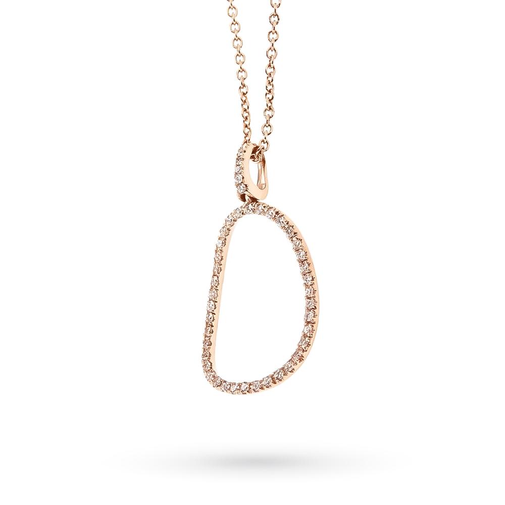 Girocollo oro rosa ciondolo ovale diamanti 0,32ct - CICALA