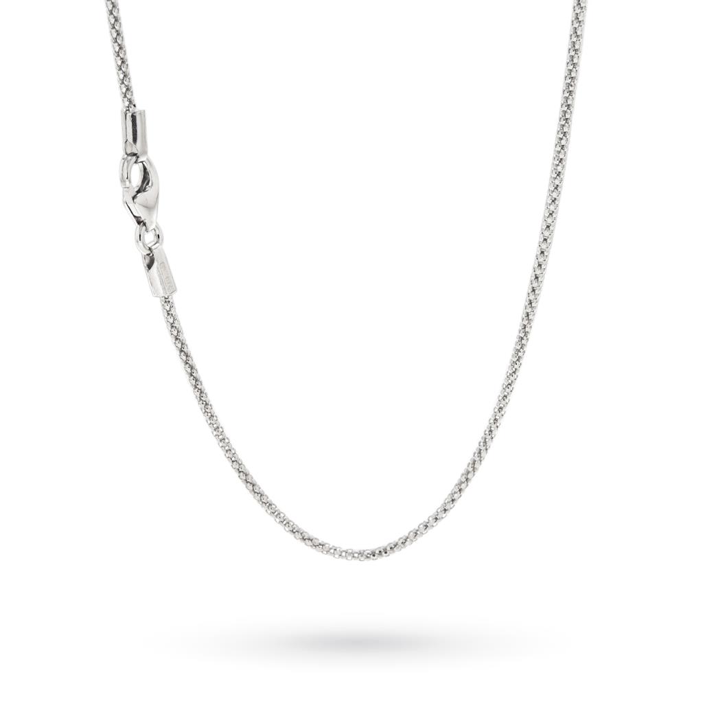 18kt white gold necklace with 42cm tubular link - CICALA